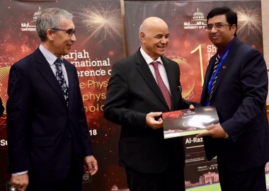 Dr. A. Rehmann Jami receives a certificate from the Chancellor  of the University of Sharjah